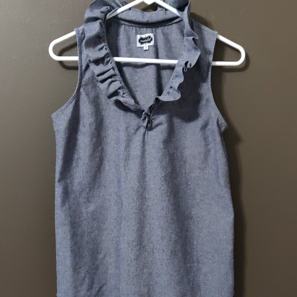 Mud Pie Whitney Blue Chambray Tunic Top SIZE SMALL